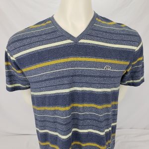 ECKO UNLTD Men's V-Neck T-Shirt Striped Rhino Logo